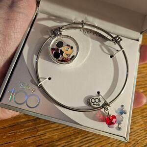 DISNEY 100 Anniversary Silver-Plated Mickey Mouse Charm Bracelet